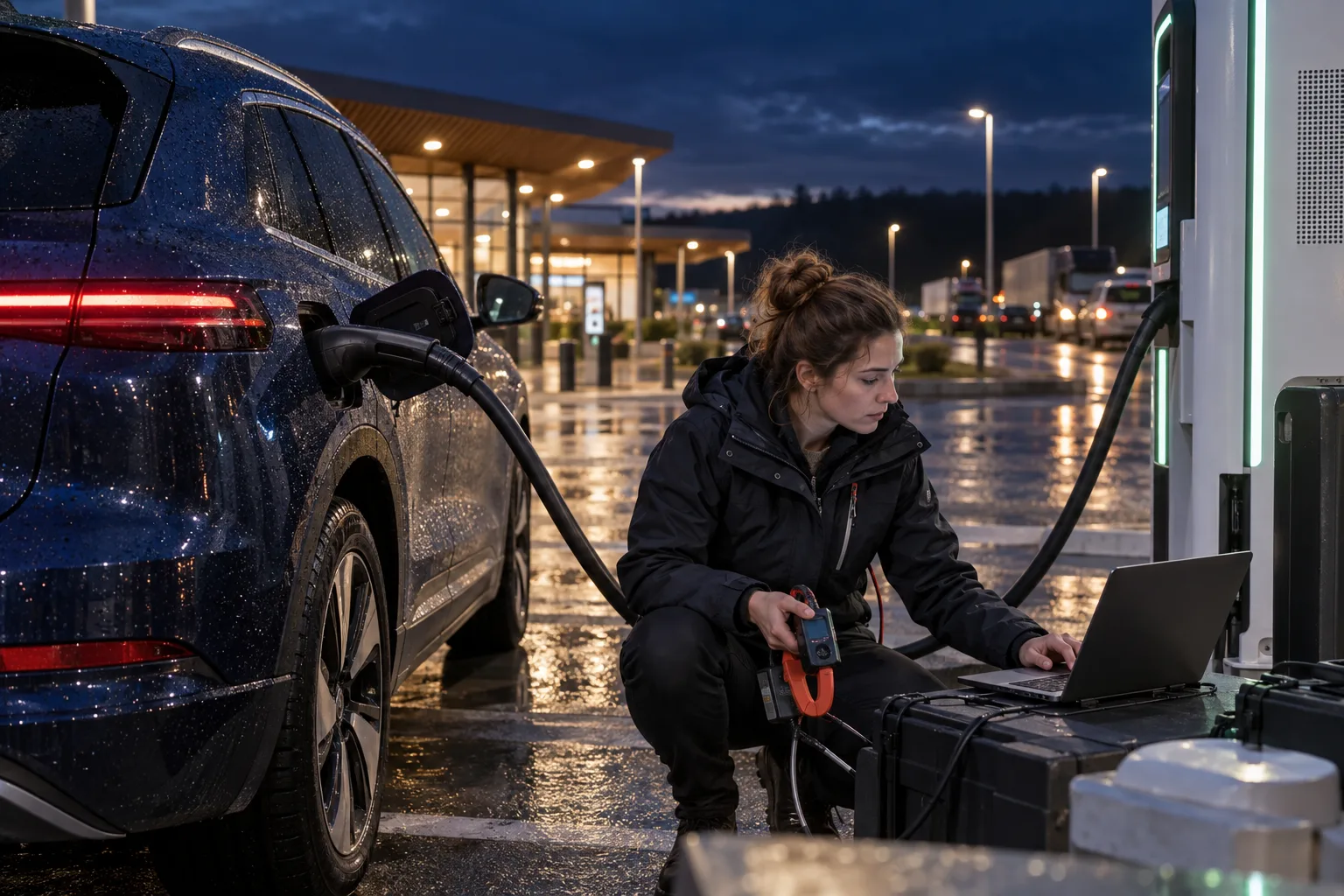 Mesure d’une recharge rapide sur une aire française